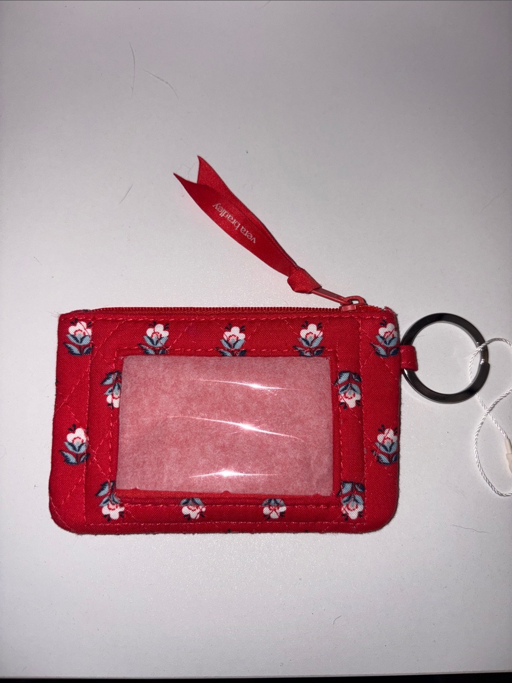 Vera Bradley Red Quilted Floral Card Case Keychain